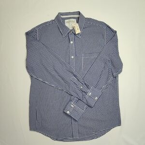 NWT Aeropostale Navy White Gingham Long Sleeve Shirt, Size Large